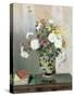 Bouquet of Flowers, Chrysanthemums in a Chinese Vase-Camille Pissarro-Stretched Canvas