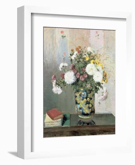 Bouquet of Flowers, Chrysanthemums in a Chinese Vase-Camille Pissarro-Framed Giclee Print