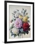 Bouquet of Flowers, Dahlias and Roses, Published C.1830-40 (Stipple Hand Coloured)-Camille de Chantereine-Framed Giclee Print