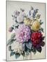 Bouquet of Flowers, Dahlias and Roses, Published C.1830-40 (Stipple Hand Coloured)-Camille de Chantereine-Mounted Giclee Print