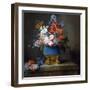 Bouquet of Flowers in a Blue Porcelain Vase, 1776 (Oil on Canvas)-Anne Vallayer-coster-Framed Giclee Print