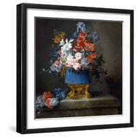 Bouquet of Flowers in a Blue Porcelain Vase, 1776 (Oil on Canvas)-Anne Vallayer-coster-Framed Giclee Print