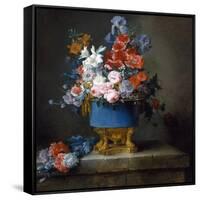 Bouquet of Flowers in a Blue Porcelain Vase, 1776 (Oil on Canvas)-Anne Vallayer-coster-Framed Stretched Canvas