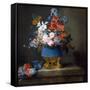 Bouquet of Flowers in a Blue Porcelain Vase, 1776 (Oil on Canvas)-Anne Vallayer-coster-Framed Stretched Canvas