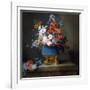 Bouquet of Flowers in a Blue Porcelain Vase, 1776 (Oil on Canvas)-Anne Vallayer-coster-Framed Giclee Print