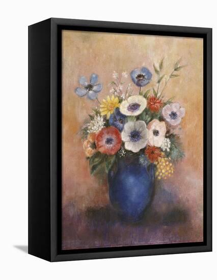 Bouquet of Flowers in a Blue Vase-Odilon Redon-Framed Stretched Canvas