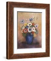 Bouquet of Flowers in a Blue Vase-Odilon Redon-Framed Giclee Print