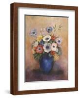 Bouquet of Flowers in a Blue Vase-Odilon Redon-Framed Giclee Print