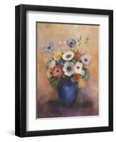 Bouquet of Flowers in a Blue Vase-Odilon Redon-Framed Giclee Print