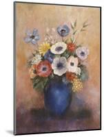 Bouquet of Flowers in a Blue Vase-Odilon Redon-Mounted Giclee Print