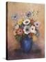 Bouquet of Flowers in a Blue Vase-Odilon Redon-Stretched Canvas