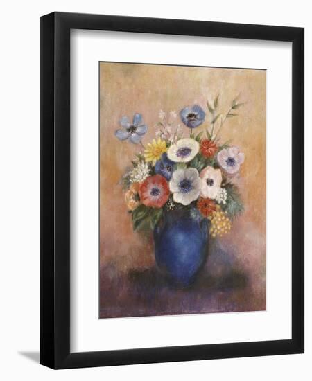 Bouquet of Flowers in a Blue Vase-Odilon Redon-Framed Premium Giclee Print