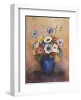 Bouquet of Flowers in a Blue Vase-Odilon Redon-Framed Premium Giclee Print