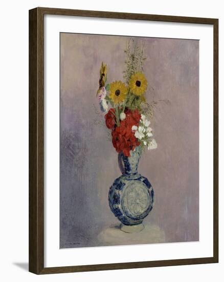 Bouquet of Flowers in a Blue Vase-Odilon Redon-Framed Giclee Print