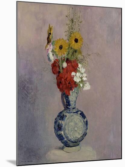 Bouquet of Flowers in a Blue Vase-Odilon Redon-Mounted Giclee Print