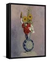 Bouquet of Flowers in a Blue Vase-Odilon Redon-Framed Stretched Canvas