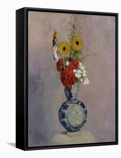 Bouquet of Flowers in a Blue Vase-Odilon Redon-Framed Stretched Canvas