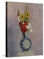 Bouquet of Flowers in a Blue Vase-Odilon Redon-Stretched Canvas