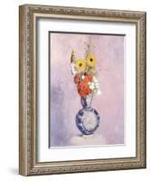 Bouquet of Flowers in a Blue Vase-Odilon Redon-Framed Giclee Print