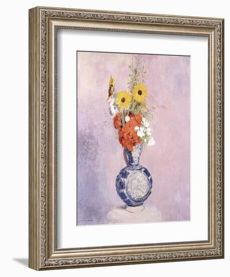 Bouquet of Flowers in a Blue Vase-Odilon Redon-Framed Giclee Print