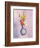 Bouquet of Flowers in a Blue Vase-Odilon Redon-Framed Giclee Print