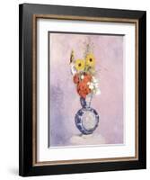 Bouquet of Flowers in a Blue Vase-Odilon Redon-Framed Giclee Print