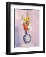 Bouquet of Flowers in a Blue Vase-Odilon Redon-Framed Giclee Print