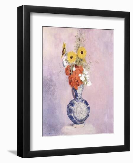 Bouquet of Flowers in a Blue Vase-Odilon Redon-Framed Giclee Print