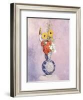 Bouquet of Flowers in a Blue Vase-Odilon Redon-Framed Giclee Print