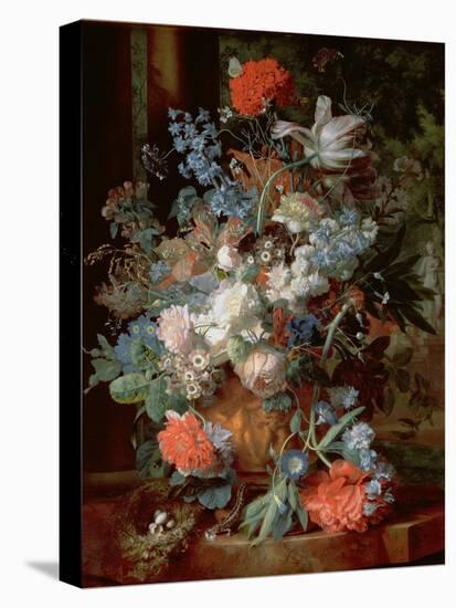 Bouquet of Flowers in a Landscape-Jan van Huysum-Stretched Canvas