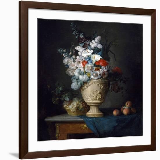 Bouquet of Flowers in a Terracotta Vase with Peaches and Grapes, 1776 (Oil on Canvas)-Anne Vallayer-coster-Framed Giclee Print