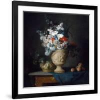 Bouquet of Flowers in a Terracotta Vase with Peaches and Grapes, 1776 (Oil on Canvas)-Anne Vallayer-coster-Framed Giclee Print