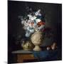 Bouquet of Flowers in a Terracotta Vase with Peaches and Grapes, 1776 (Oil on Canvas)-Anne Vallayer-coster-Mounted Giclee Print