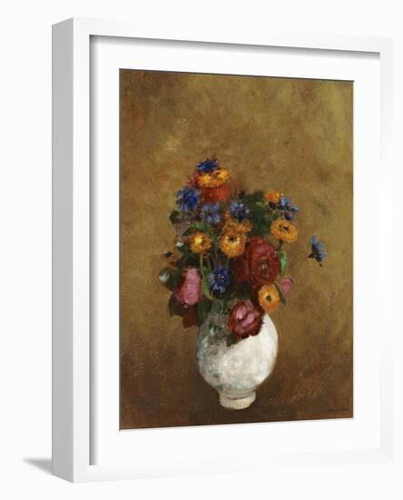 Bouquet of Flowers in a White Vase-Odilon Redon-Framed Giclee Print
