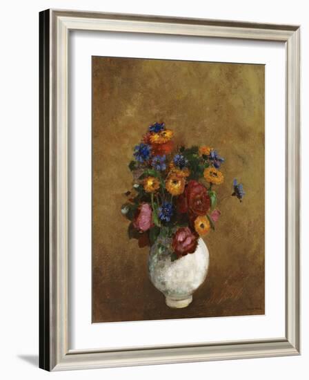 Bouquet of Flowers in a White Vase-Odilon Redon-Framed Giclee Print