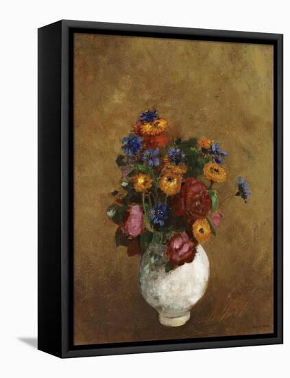 Bouquet of Flowers in a White Vase-Odilon Redon-Framed Stretched Canvas