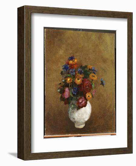 Bouquet of Flowers in a White Vase-Odilon Redon-Framed Giclee Print