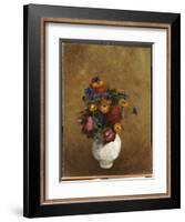 Bouquet of Flowers in a White Vase-Odilon Redon-Framed Giclee Print