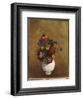 Bouquet of Flowers in a White Vase-Odilon Redon-Framed Giclee Print