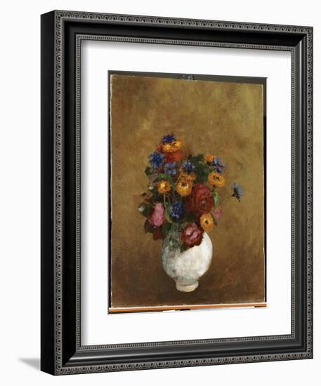 Bouquet of Flowers in a White Vase-Odilon Redon-Framed Giclee Print