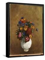 Bouquet of Flowers in a White Vase-Odilon Redon-Framed Stretched Canvas