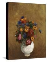 Bouquet of Flowers in a White Vase-Odilon Redon-Stretched Canvas