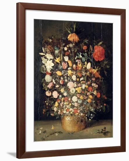 Bouquet of Flowers in a Wooden Vase, 1603-Jan Brueghel the Elder-Framed Giclee Print