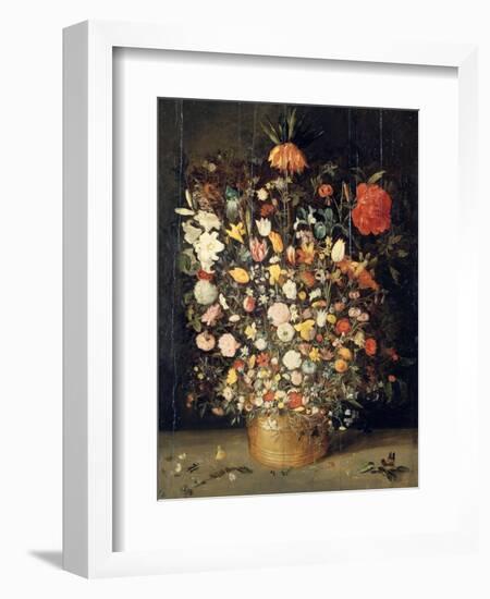 Bouquet of Flowers in a Wooden Vase, 1603-Jan Brueghel the Elder-Framed Giclee Print