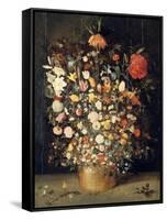 Bouquet of Flowers in a Wooden Vase, 1603-Jan Brueghel the Elder-Framed Stretched Canvas