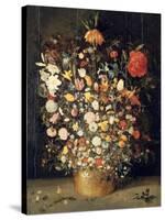 Bouquet of Flowers in a Wooden Vase, 1603-Jan Brueghel the Elder-Stretched Canvas