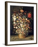 Bouquet of Flowers in a Wooden Vase, 1603-Jan Brueghel the Elder-Framed Giclee Print