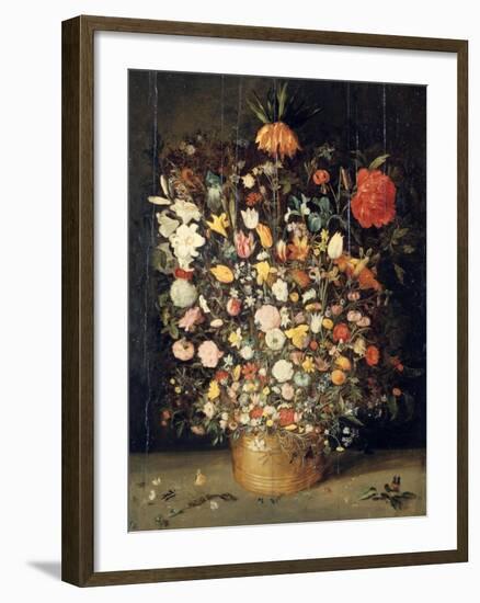 Bouquet of Flowers in a Wooden Vase, 1603-Jan Brueghel the Elder-Framed Giclee Print