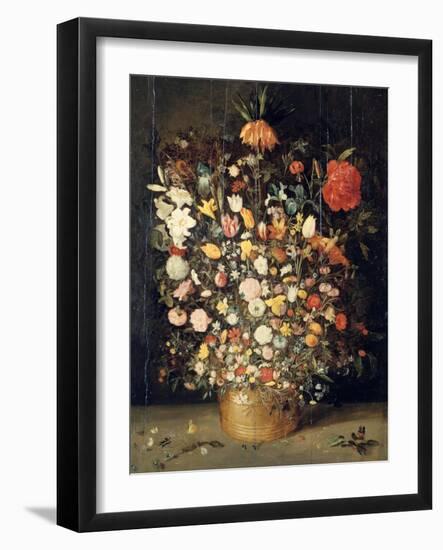 Bouquet of Flowers in a Wooden Vase, 1603-Jan Brueghel the Elder-Framed Giclee Print