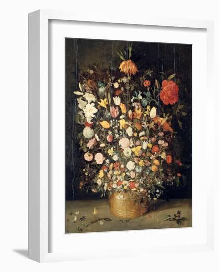Bouquet of Flowers in a Wooden Vase, 1603-Jan Brueghel the Elder-Framed Giclee Print